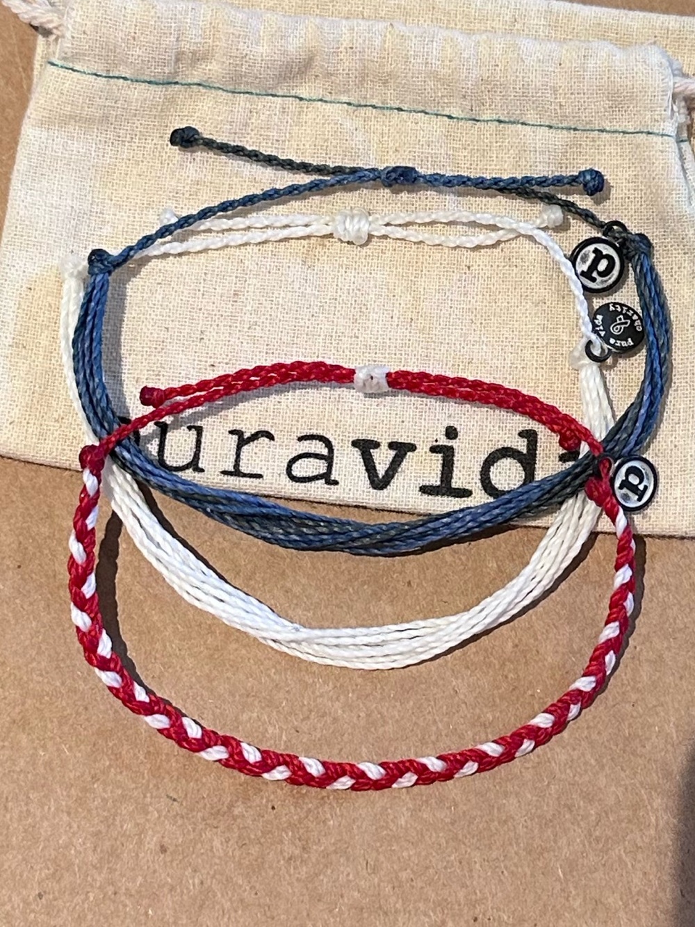 PURA VIDA 3 Piece Braided Patriotic Red, White & Blue Bracelet Set NEW!🇺🇸 ❤️